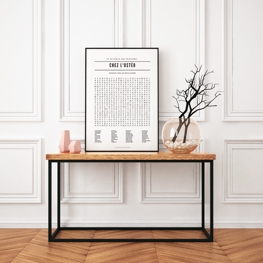 Poster Mots Mêlés Chez l'ostéopathe - Affiche minimalistes Chez le docteur - Affiche salle d'attente ostéopathe par Le Temps des Paillettes - Le Temps des Paillettes