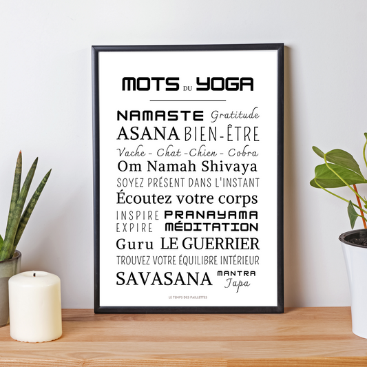 Affiche yoga - Affiche mots et expressions de yoga- Poster namaste par Le Temps des Paillettes - Le Temps des Paillettes
