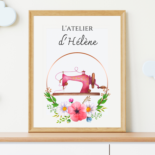 Affiche Atelier de Couture Personnalisée - Affiche couturière personnalisée - cadeau pour couturière par Le Temps des Paillettes - Le Temps des Paillettes