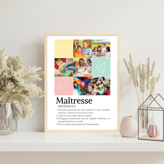 Affiche Maitresse personnalisée photos - cadeau personnalisée Maitresse par Le Temps des Paillettes - Le Temps des Paillettes