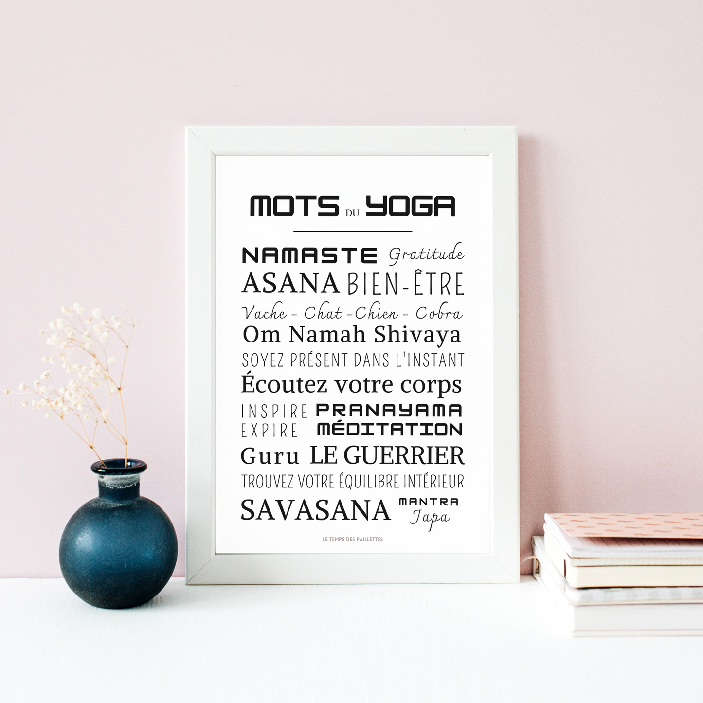 Affiche yoga - Affiche mots et expressions de yoga- Poster namaste par Le Temps des Paillettes