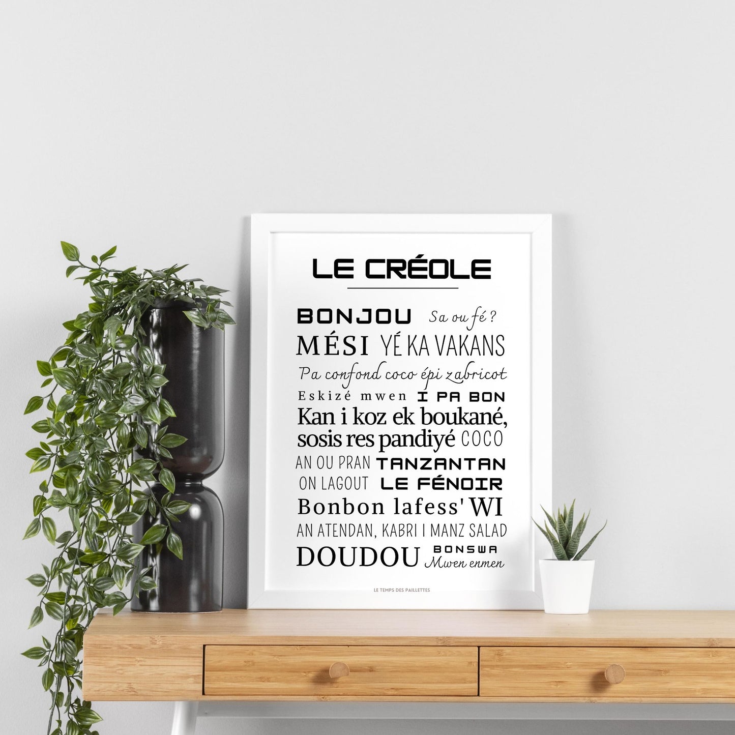 Affiche Le créole - Affiche mots et expressions en créole - Affiche minimaliste antille par Le Temps des Paillettes