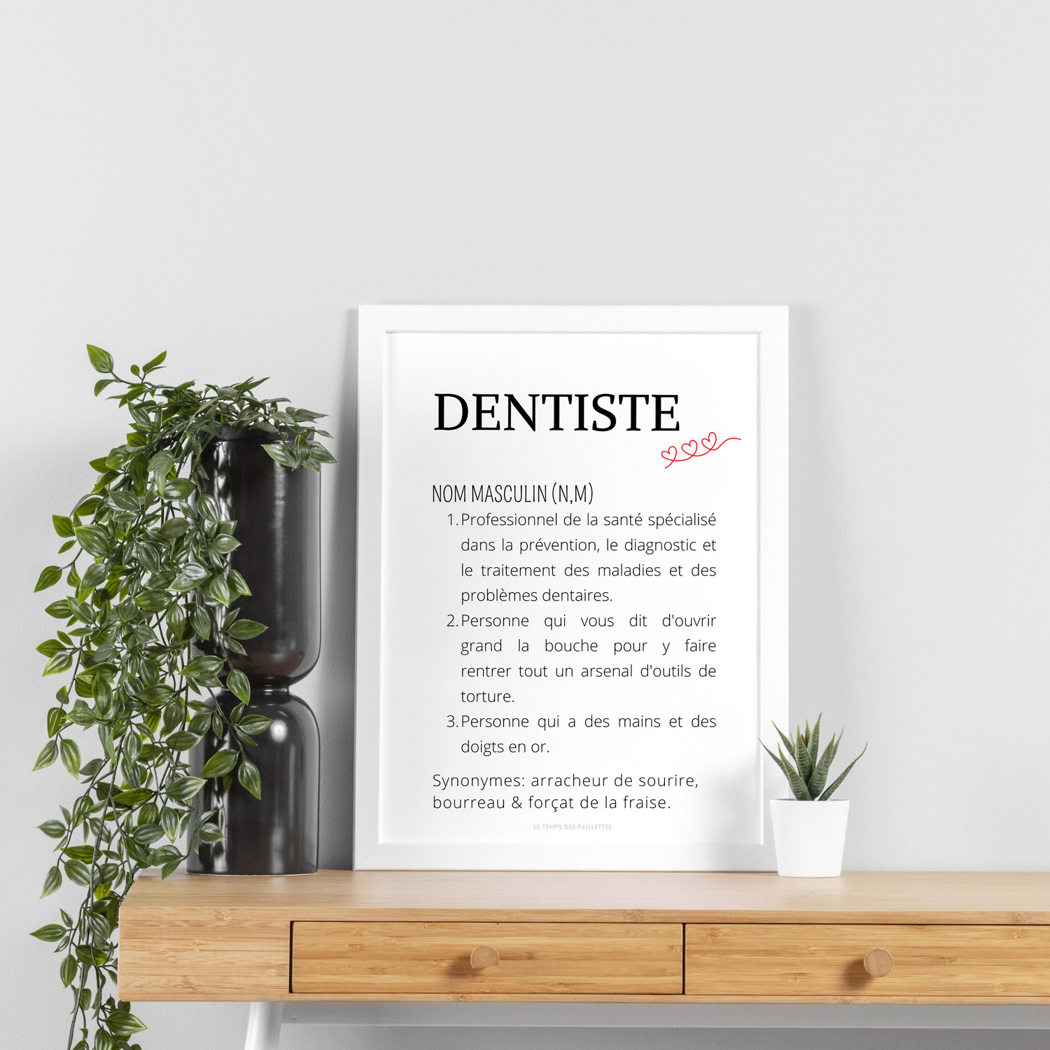 Affiche définition dentiste - Affiche minimalistes dentiste - Affiche salle d'attente  par Le Temps des Paillettes - Le Temps des Paillettes