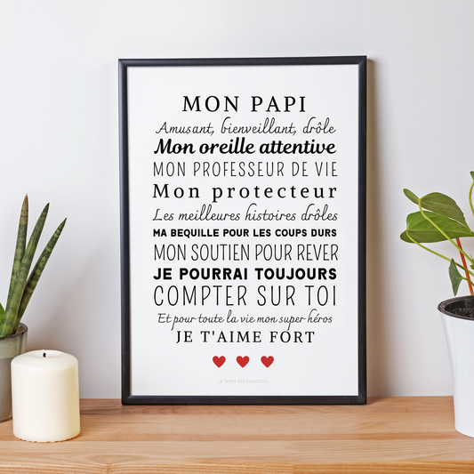 Affiche papi personnalisée - Cadeau papi personnalisée - Cadeau fête des rands-pères par Le Temps des Paillettes - Le Temps des Paillettes