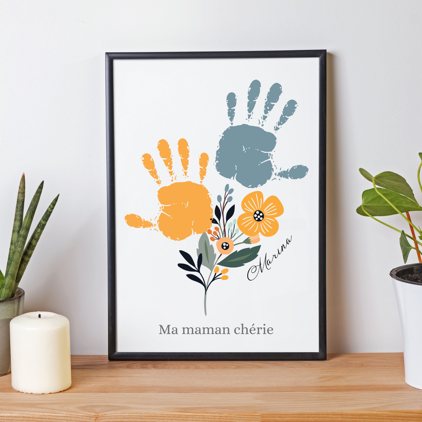 Affiche maman personnalisée empreinte de mains  - cadeau personnalisée fête des mères  par Le Temps des Paillettes