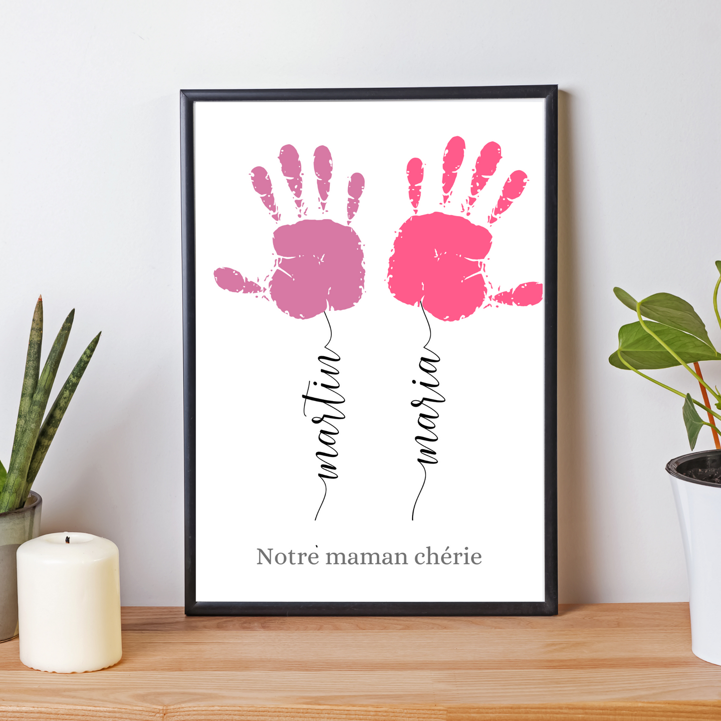 Affiche maman personnalisée empreinte de mains  - cadeau personnalisée fête des mères  par Le Temps des Paillettes