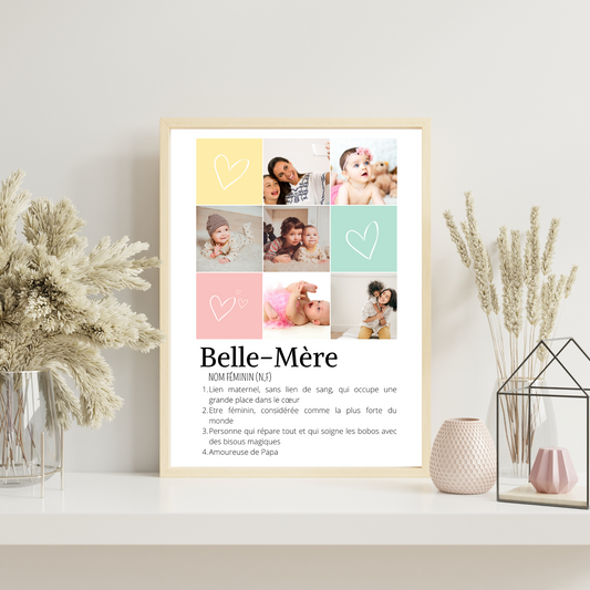 Affiche photos belle-mère personnalisée - cadeau personnalisée belle-maman par Le Temps des Paillettes - Le Temps des Paillettes