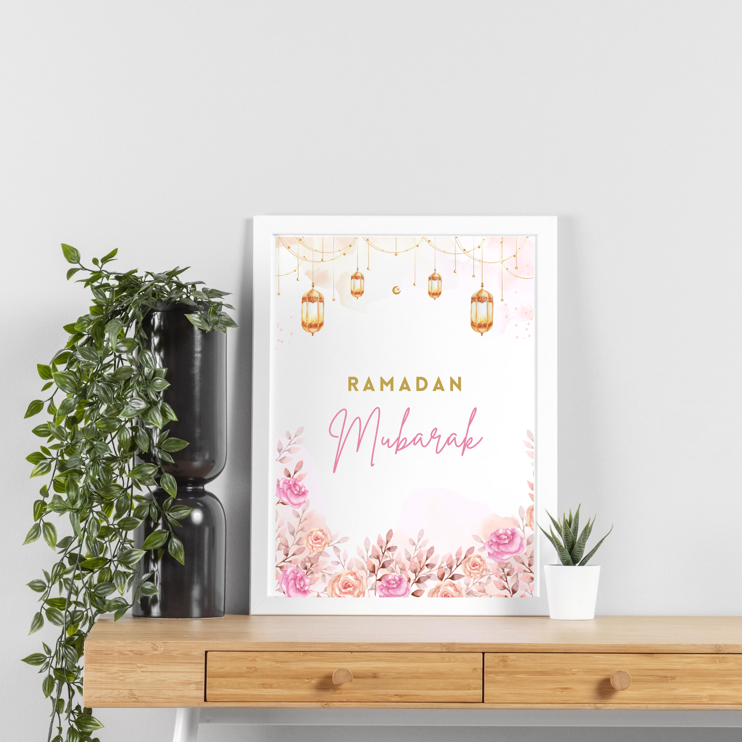 Affiche ramadan mubarak - affiche floral ramadan par Le Temps des Paillettes