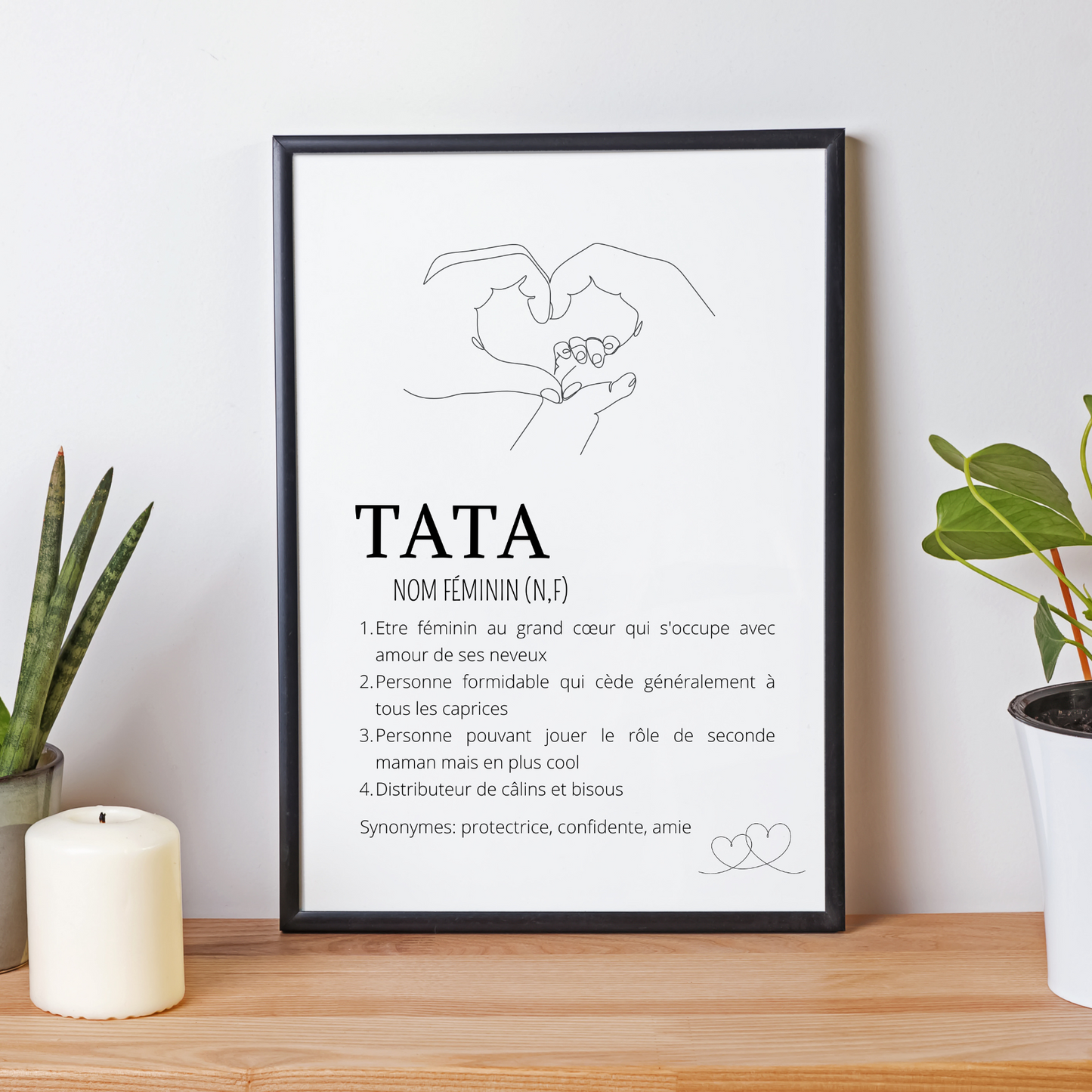 Affiche Définition tata - Cadre tata single line - Cadeau pour super tata par Le Temps des Paillettes