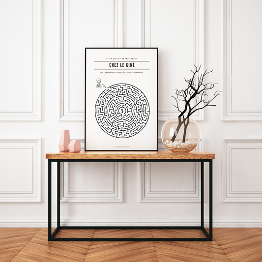 Poster labyrinthe Chez le kiné - Affiche minimalistes Chez le docteur - Affiche salle d'attente  par Le Temps des Paillettes - Le Temps des Paillettes