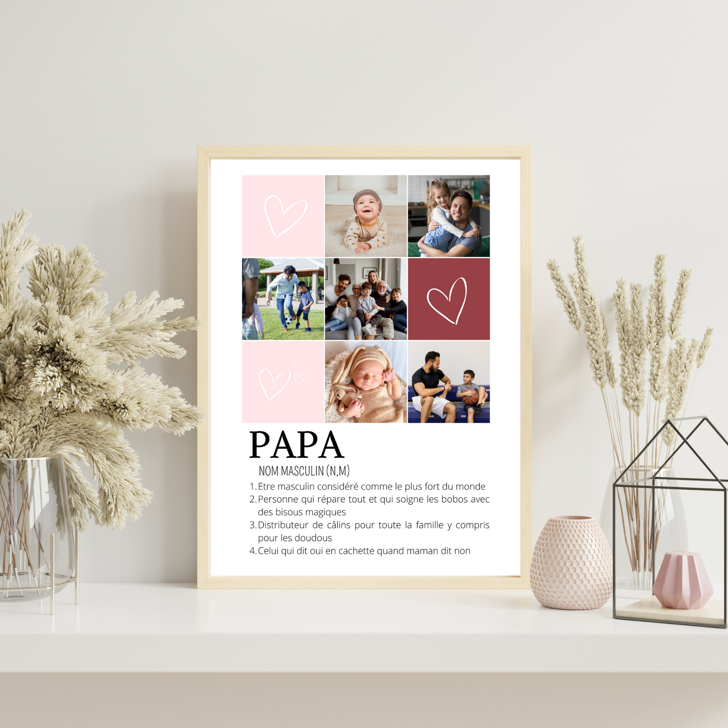 Affiche papa personnalisée photos - cadeau personnalisé papa par Le Temps des Paillettes