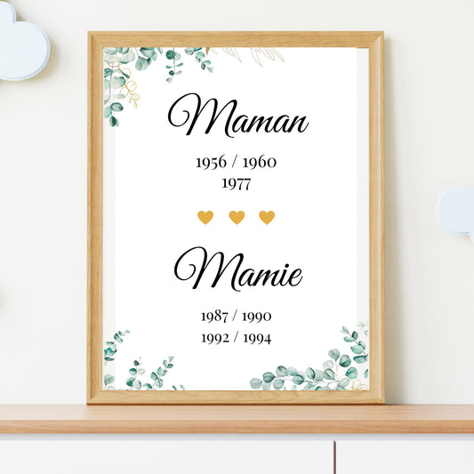 Affiche mamie personnalisée - fête des grands mères - cadeau annonce de grossesse mamie par Le Temps des Paillettes - Le Temps des Paillettes