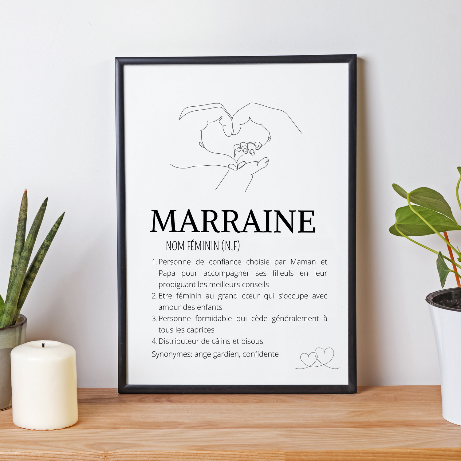 Affiche Définition Marraine | Cadeau Personnalisé - Affiche Marraine Single Line - Le Temps des Paillettes