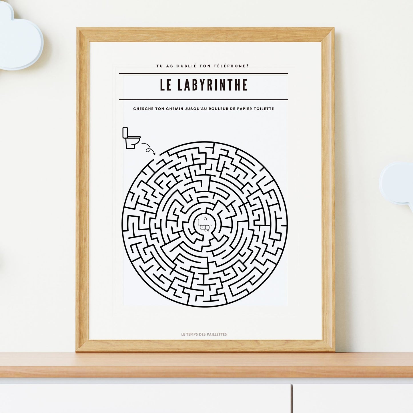 Poster labyrinthe - Affiche minimalistes WC et salle de bain - Affiche Les toilettes  par Le Temps des Paillettes