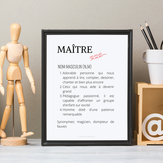 Affiche définition Maître personnalisée - cadeau Maître personnalisée - cadre Maître par Le Temps des Paillettes