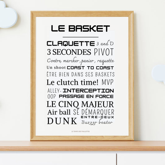 Affiche basket- Affiche mots et expressions du basket - Poster sport par Le Temps des Paillettes - Le Temps des Paillettes