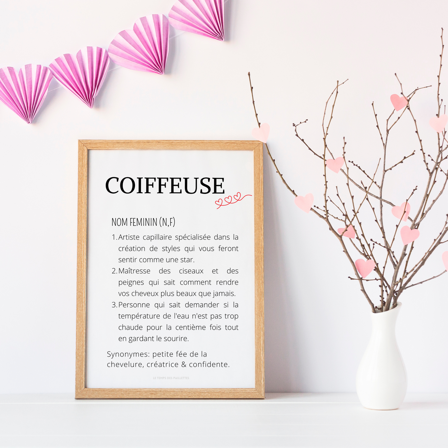 Affiche définition coiffeuse - Affiche minimalistes coiffeuse - Affiche salon de coiffure par Le Temps des Paillettes - Le Temps des Paillettes