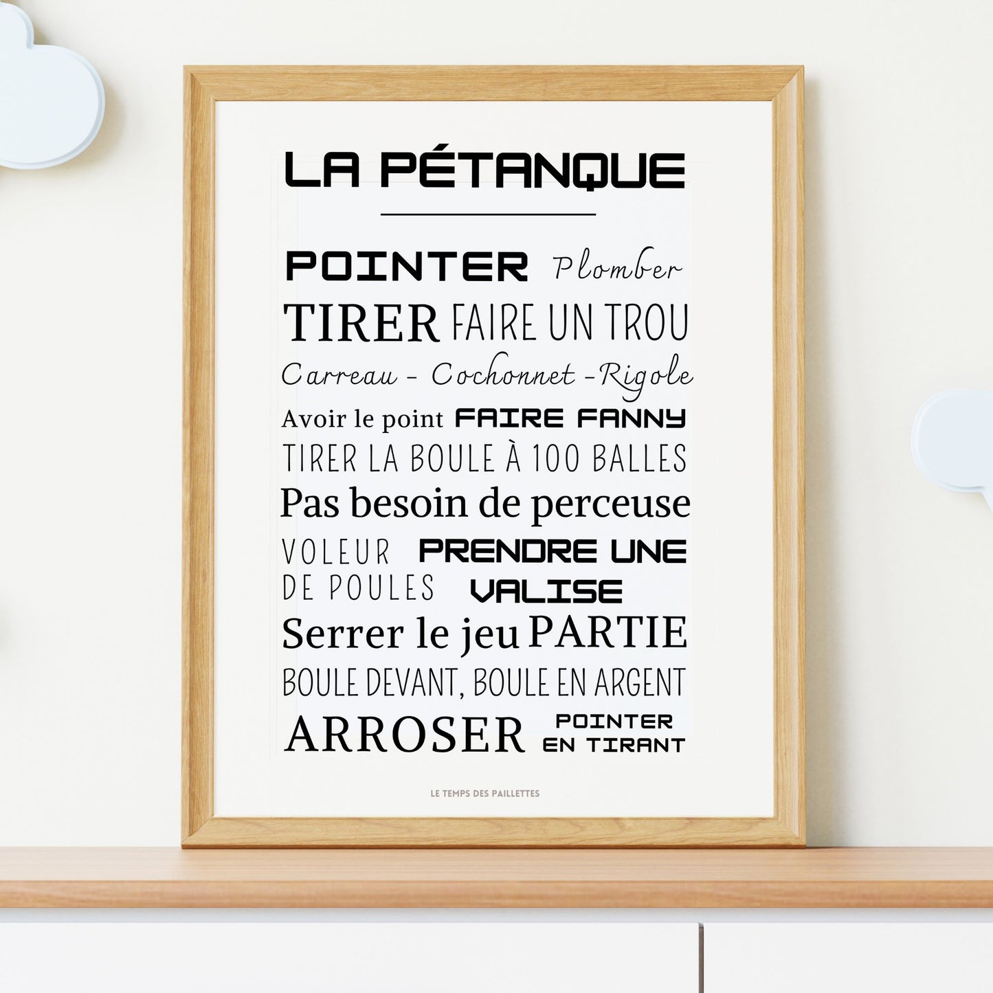 Affiche pétanque - Affiche mots et expressions de pétanque - Poster sport par Le Temps des Paillettes