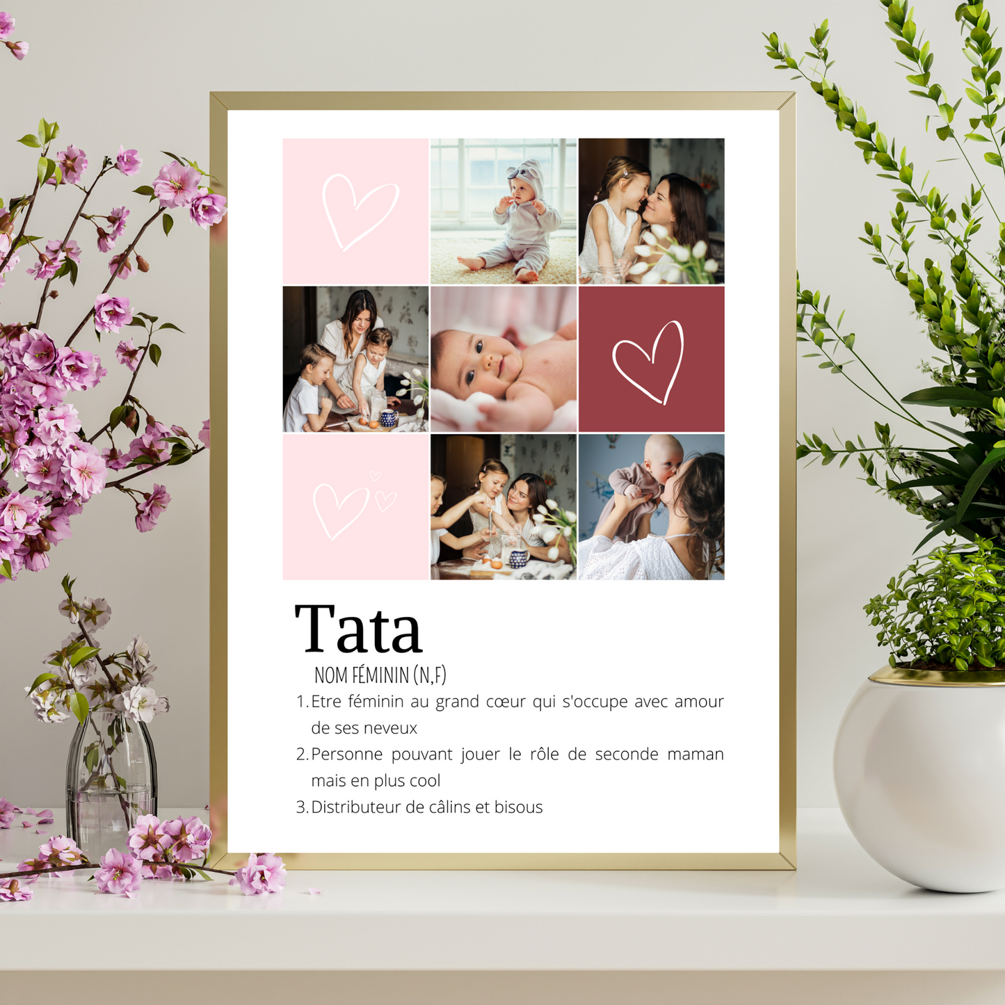 Affiche tata personnalisée photos - cadeau personnalisé tata par Le Temps des Paillettes