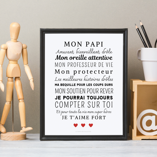 Affiche papi personnalisée - Cadeau papi personnalisée - Cadeau fête des rands-pères  par Le Temps des Paillettes - Le Temps des Paillettes