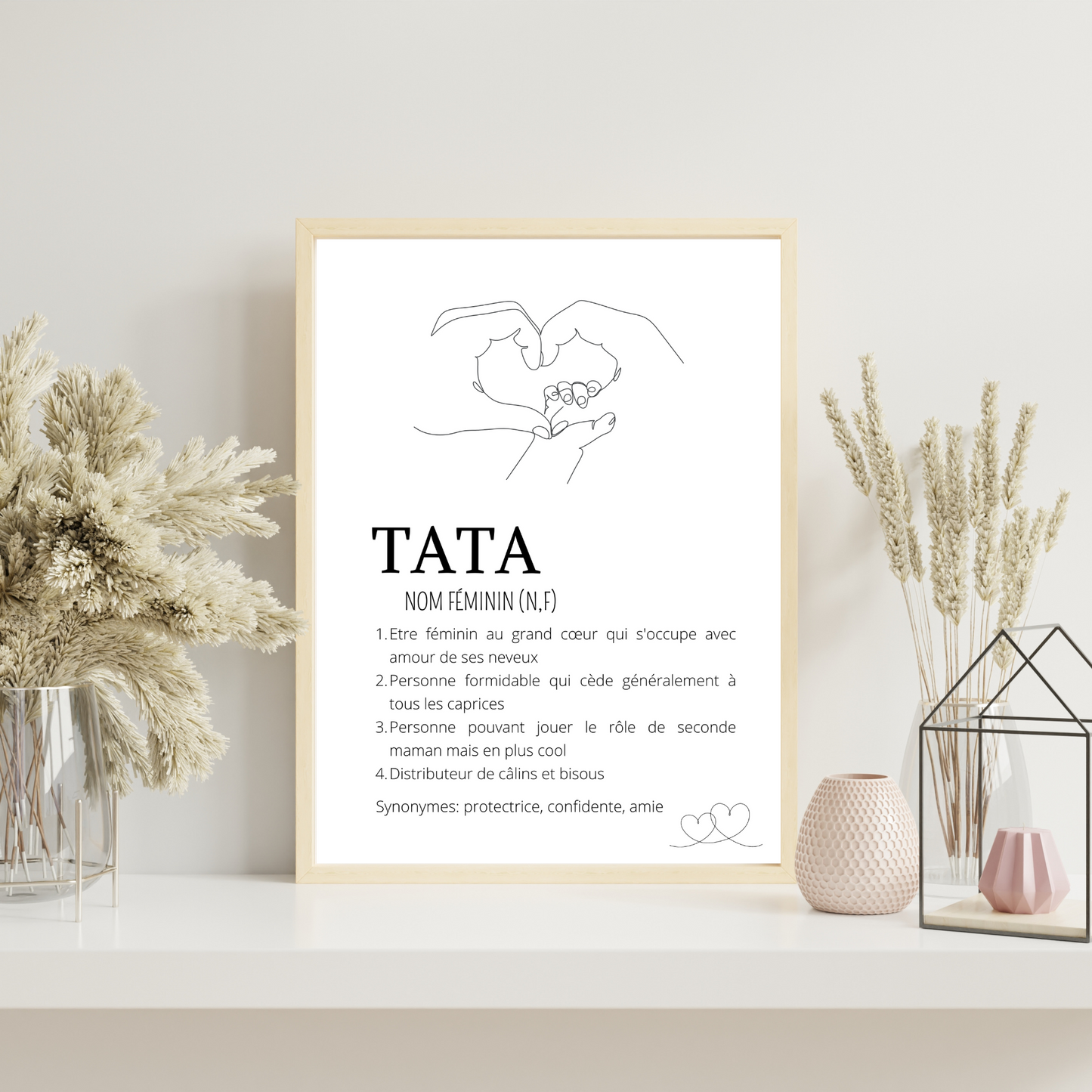 Affiche Définition tata - Cadre tata single line - Cadeau pour super tata par Le Temps des Paillettes