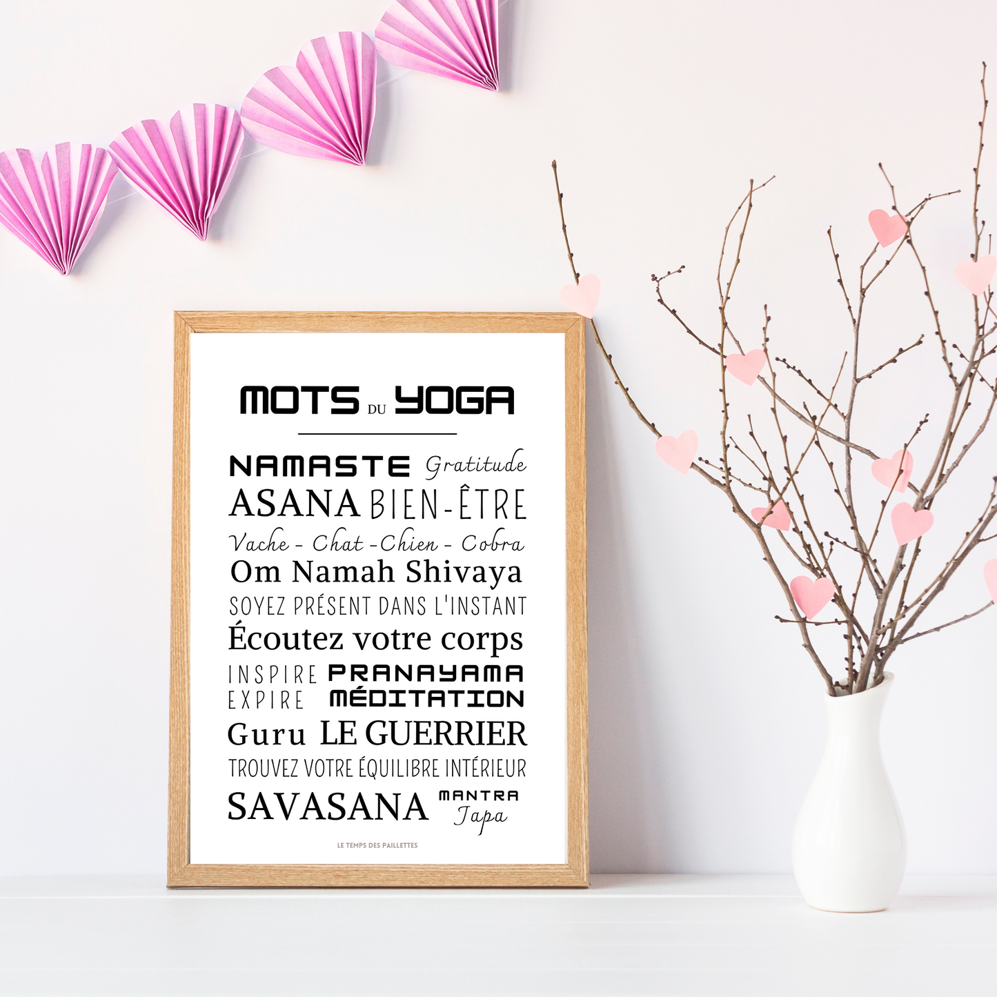 Affiche yoga - Affiche mots et expressions de yoga- Poster namaste par Le Temps des Paillettes