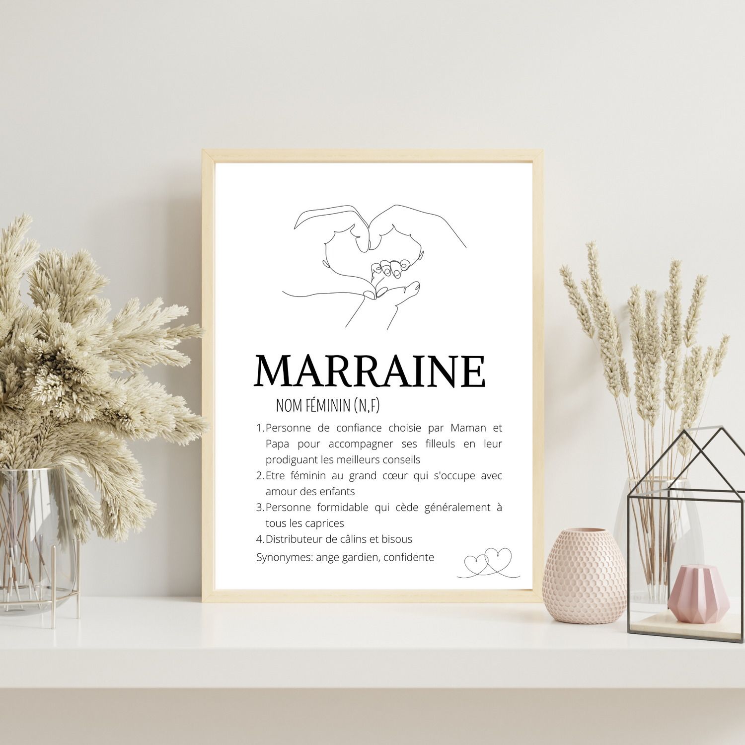 Affiche Définition Marraine | Cadeau Personnalisé - Affiche Marraine Single Line - Le Temps des Paillettes