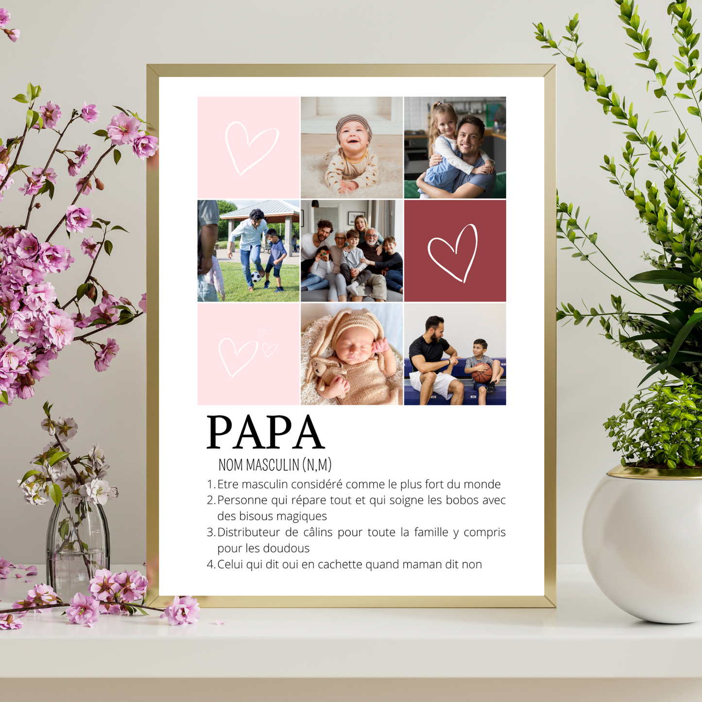 Affiche papa personnalisée photos - cadeau personnalisé papa par Le Temps des Paillettes