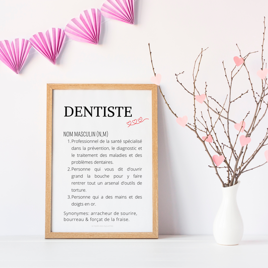 Affiche définition dentiste - Affiche minimalistes dentiste - Affiche salle d'attente par Le Temps des Paillettes - Le Temps des Paillettes