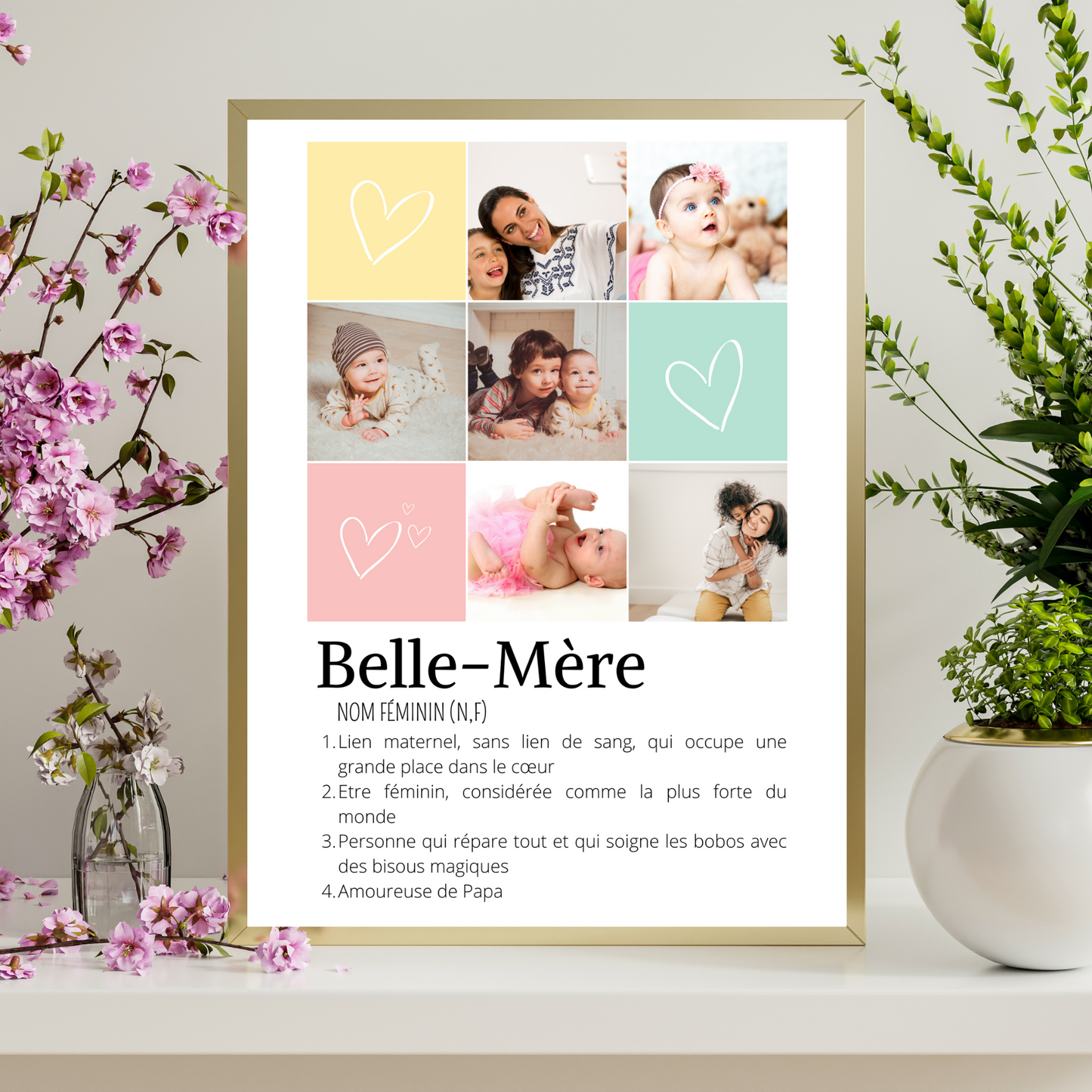 Affiche photos belle-mère personnalisée - cadeau personnalisée belle-maman par Le Temps des Paillettes