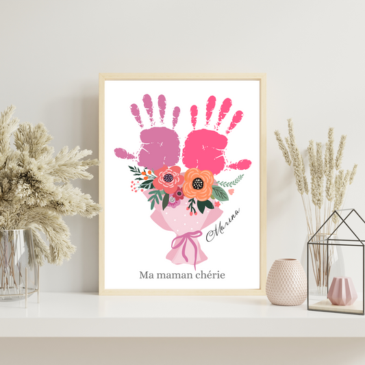 Affiche maman personnalisée empreinte de mains - cadeau personnalisée fête des mères par Le Temps des Paillettes - Le Temps des Paillettes
