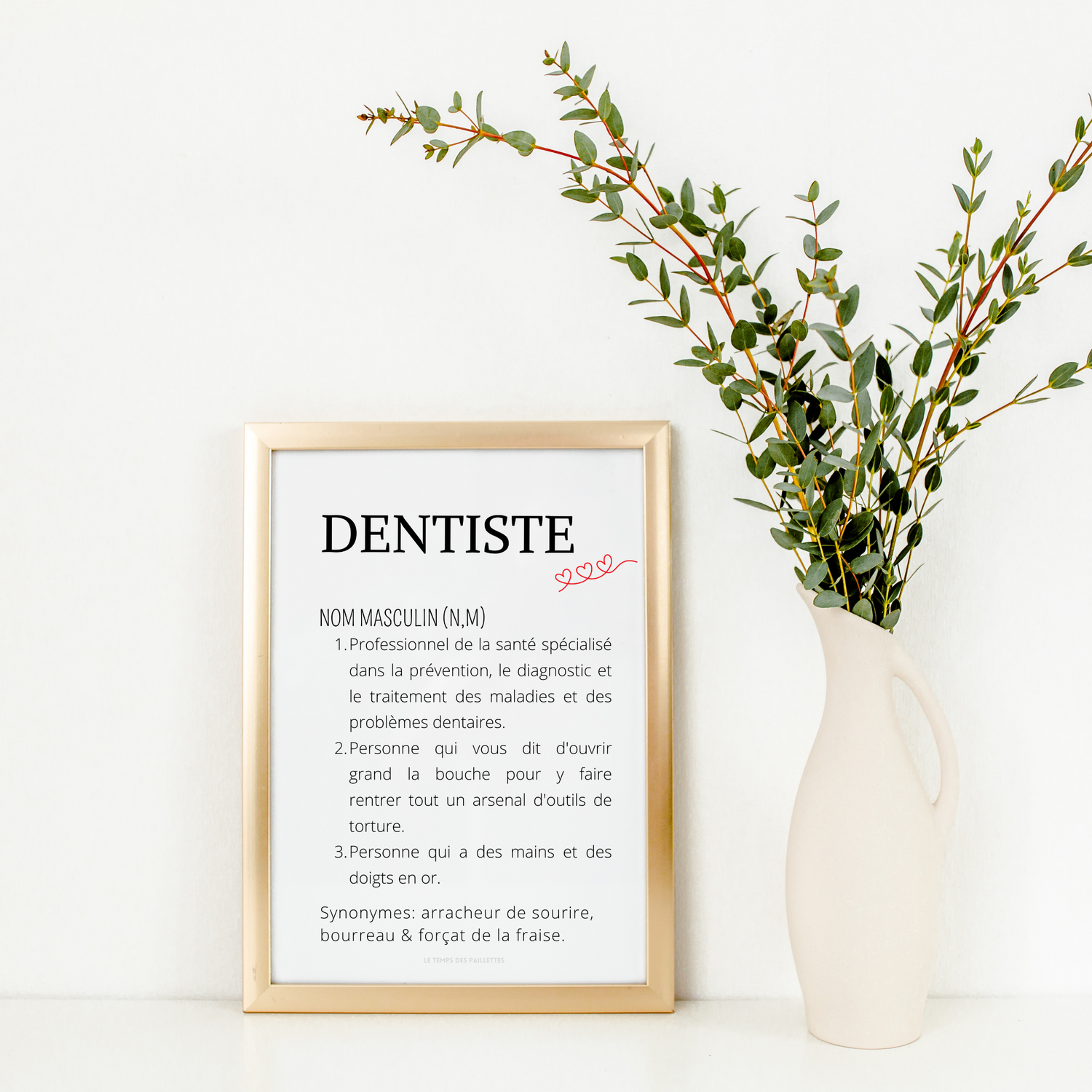 Affiche définition dentiste - Affiche minimalistes dentiste - Affiche salle d'attente  par Le Temps des Paillettes - Le Temps des Paillettes