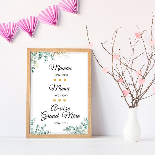 Affiche arrière grand-mère personnalisée - fête des grands mères - cadeau mamie par Le Temps des Paillettes - Le Temps des Paillettes