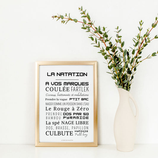 Affiche natation - Affiche mots et expressions de natation - Poster sport par Le Temps des Paillettes - Le Temps des Paillettes