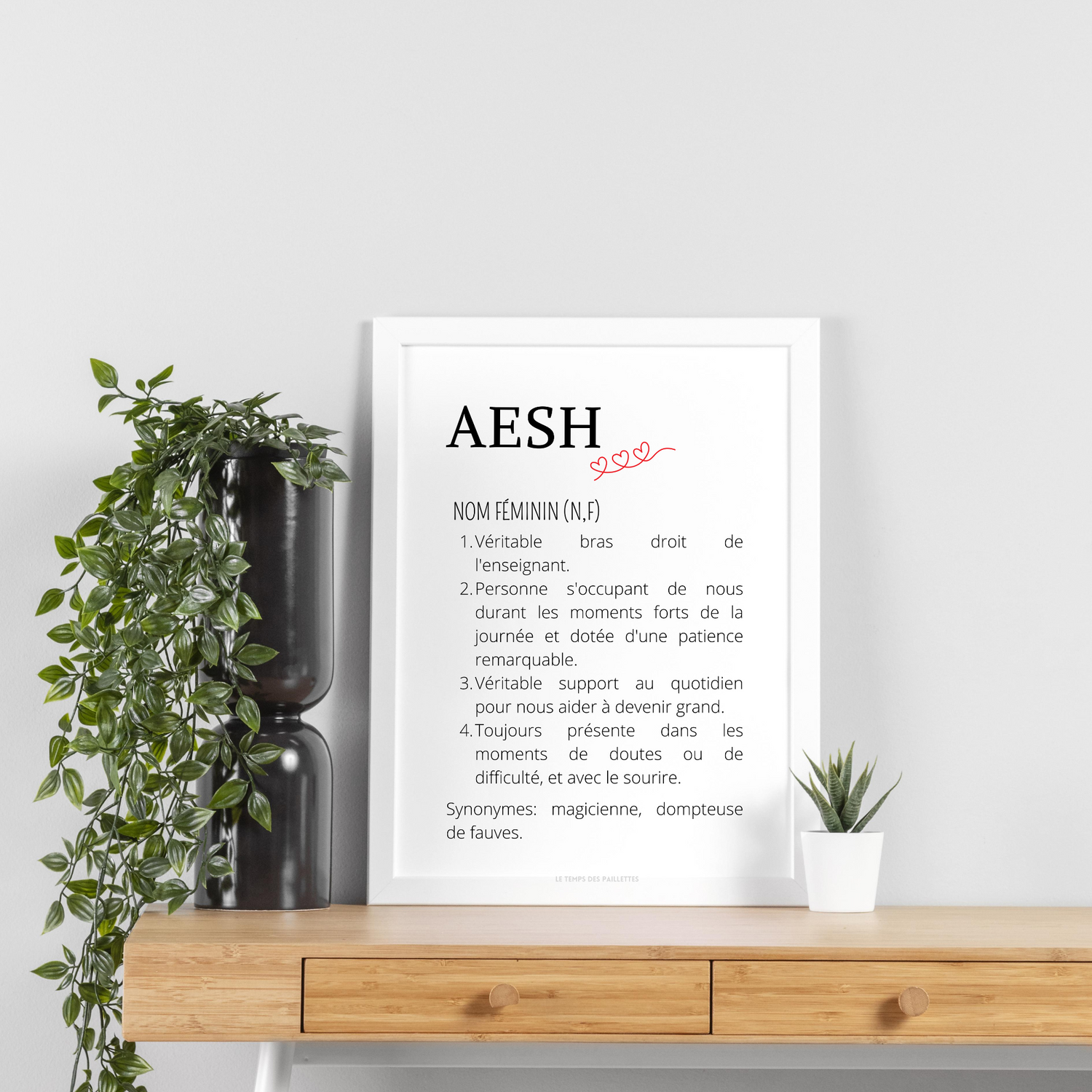 Affiche définition AESH personnalisée - cadeau AESH personnalisée - cadre AESH par Le Temps des Paillettes - Le Temps des Paillettes