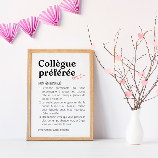 Affiche définition Collègue personnalisable - cadeau collègue personnalisable par Le Temps des Paillettes - Le Temps des Paillettes