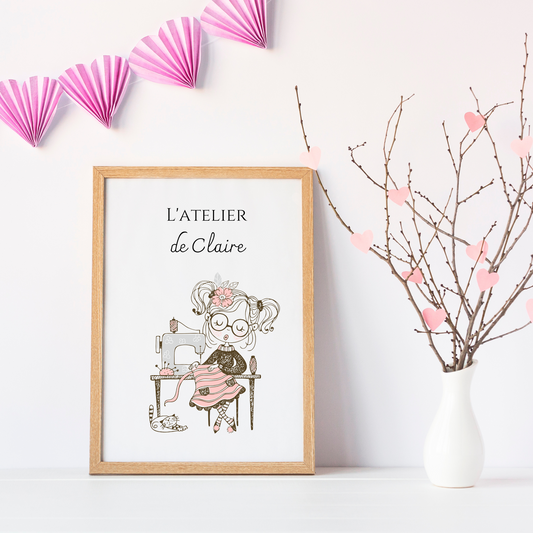Affiche Atelier de Couture Personnalisée - Affiche couturière personnalisée - cadeau pour couturière par Le Temps des Paillettes - Le Temps des Paillettes