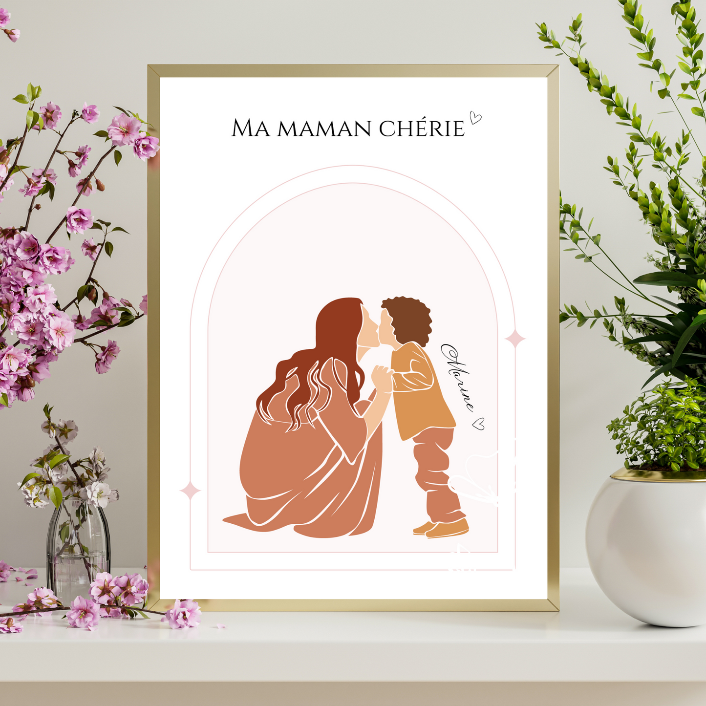Affiche maman personnalisée bohème abstrait - cadeau personnalisée fête des mères  par Le Temps des Paillettes