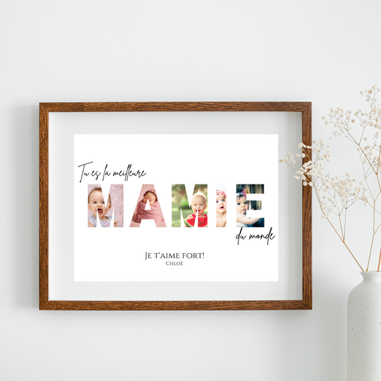 Affiche mamie personnalisée photos - cadeau personnalisé mamie par Le Temps des Paillettes - Le Temps des Paillettes