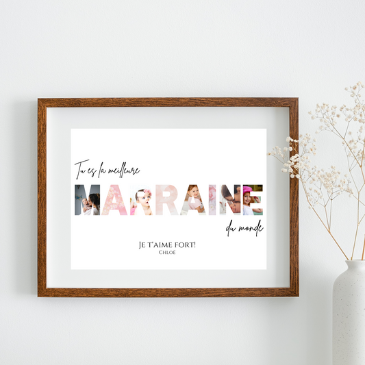 Affiche marraine personnalisée photos - cadeau personnalisé marraine par Le Temps des Paillettes - Le Temps des Paillettes