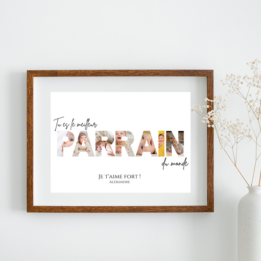 Affiche parrain personnalisée photos - cadeau personnalisé parrain par Le Temps des Paillettes - Le Temps des Paillettes