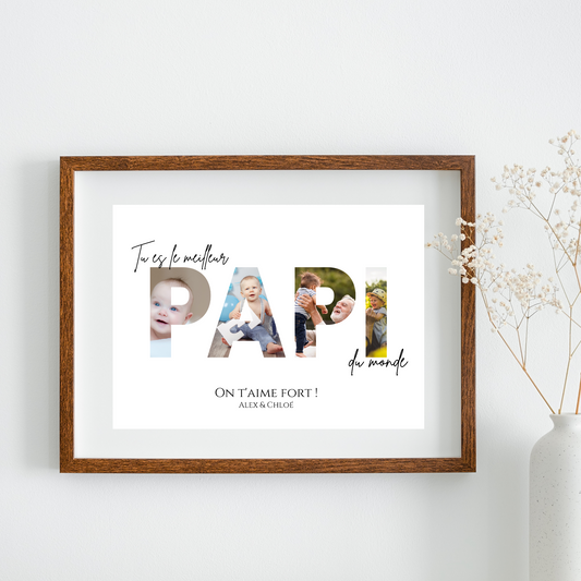 Affiche papi personnalisée photos - cadeau personnalisé papi par Le Temps des Paillettes - Le Temps des Paillettes
