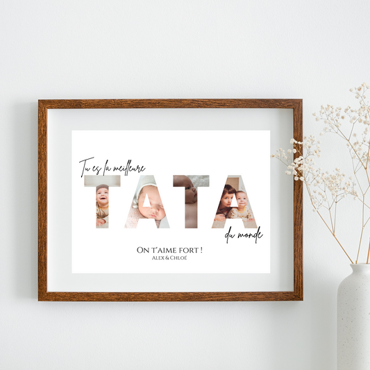 Affiche tata personnalisée photos - cadeau personnalisé tata par Le Temps des Paillettes - Le Temps des Paillettes