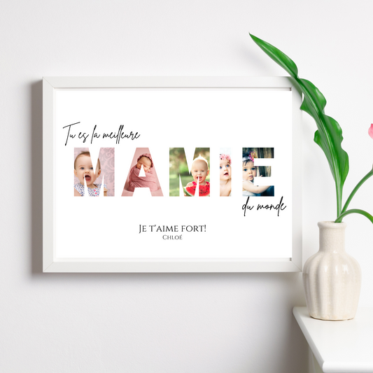 Affiche mamie personnalisée photos - cadeau personnalisé mamie par Le Temps des Paillettes - Le Temps des Paillettes