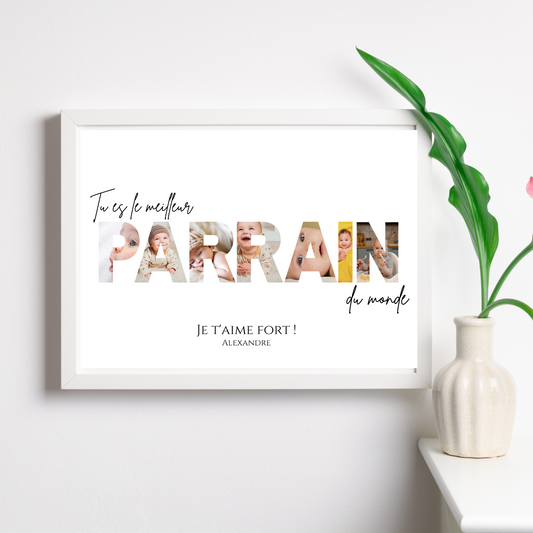 Affiche parrain personnalisée photos - cadeau personnalisé parrain par Le Temps des Paillettes - Le Temps des Paillettes