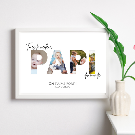 Affiche papi personnalisée photos - cadeau personnalisé papi par Le Temps des Paillettes - Le Temps des Paillettes