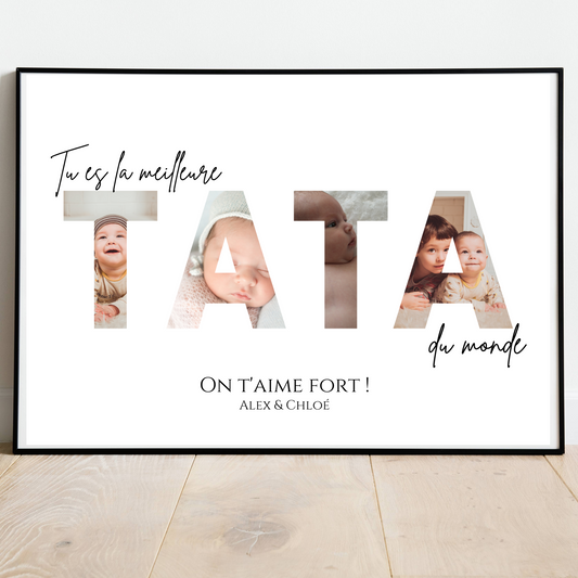 Affiche tata personnalisée photos - cadeau personnalisé tata par Le Temps des Paillettes - Le Temps des Paillettes