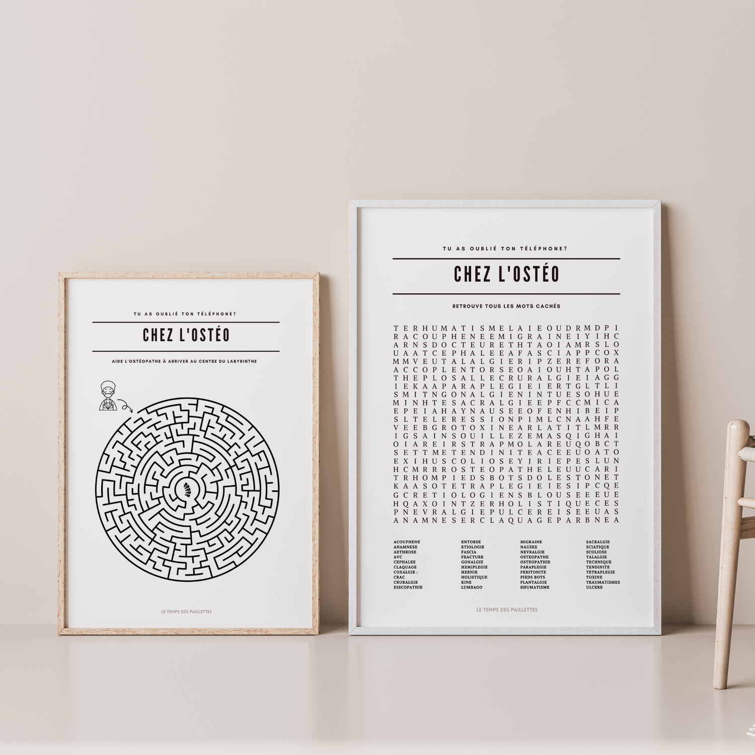 2 Posters pour salle d'attente ostéopathe - Affiche chez le docteur  - Affiche minimalistes cabinet médical par Le Temps des Paillettes - Le Temps des Paillettes