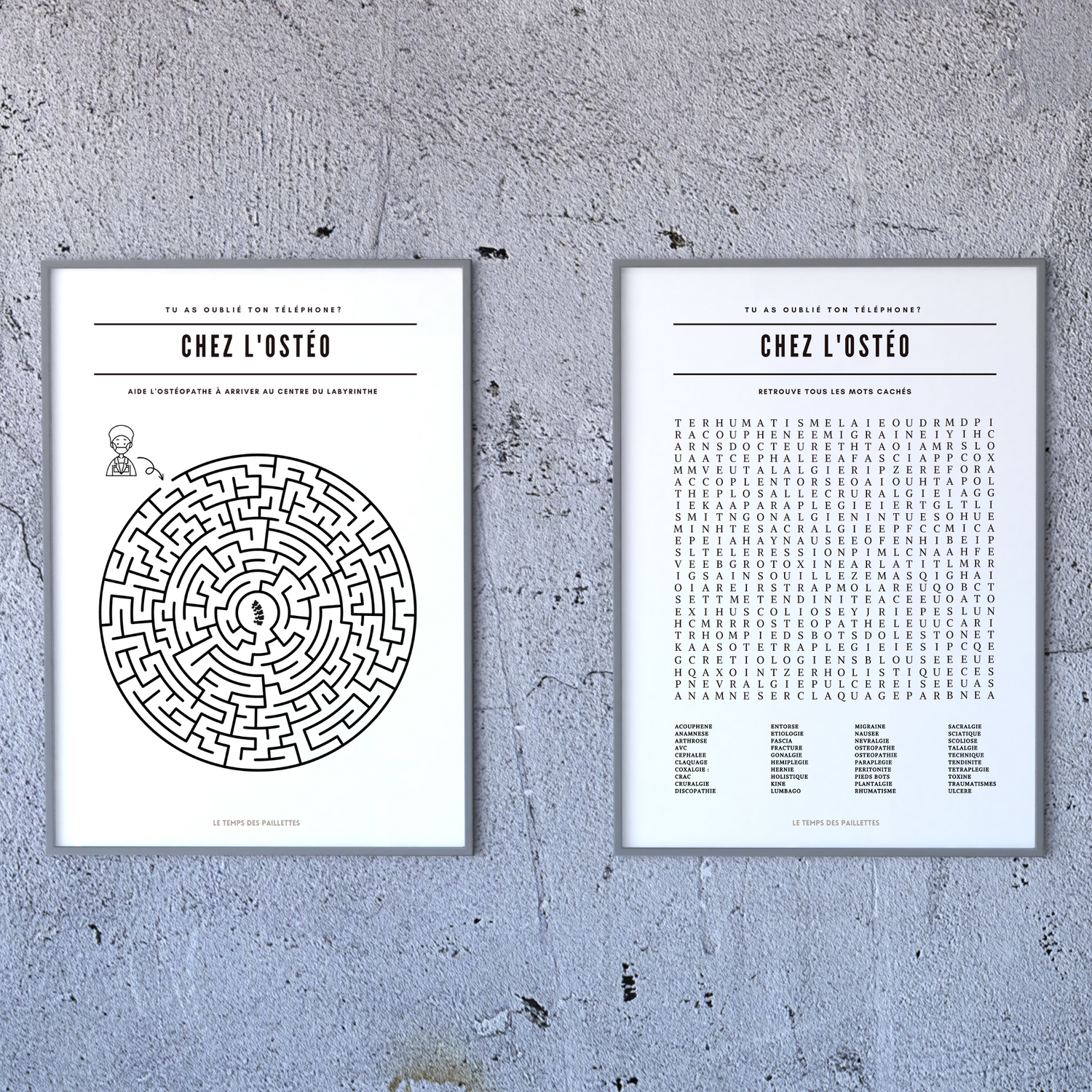 2 Posters pour salle d'attente ostéopathe - Affiche chez le docteur  - Affiche minimalistes cabinet médical par Le Temps des Paillettes - Le Temps des Paillettes