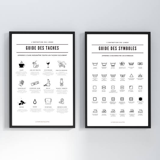 Set PDF 3 affiches buanderie - Guide lessive avec symbole - Le Temps des Paillettes